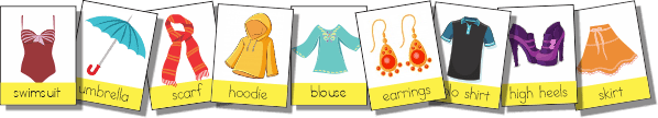 Loteria Ropa y Accesorios en Inglés - Baraja