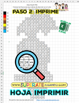 Pixel Harry Potter Fracciones y Decimales Fenix imprimir