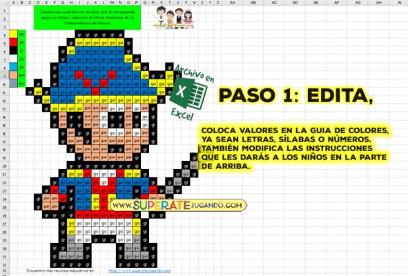Pixel Héroes de la Independencia de México 1 - Numeros y Letras - Ignacio Allende - editar