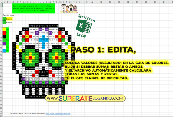 Pixel Día de Muertos 1 - Sumas y Restas - Calavera Dulce editar