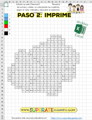 Pixel Pokemon 1 Sumas y Restas Bulbasor imprimir