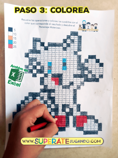 Pixel Sonic - Sumas y Restas - Tails colorear