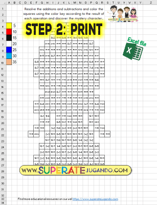 pixel princess 1 additions and subtractions Belle print