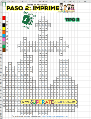 Pixel Día de Muertos 1 - Tablas de Multiplicar - Ofrendas  imprimir
