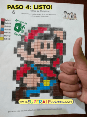 Pixel Mario Bros 1 - Tablas de Multiplicar - Mario listo