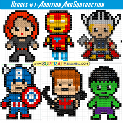 Pixel Super Heroes 1 Avengers Addition Subtraction