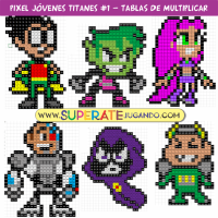 Pixel Jovenes Titanes 1 - Tablas de Multiplicar