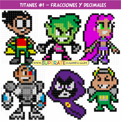 Pixel Jóvenes Titanes - Fracciones y Decimales