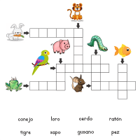 Crucigramas Animales en Inglés para Imprimir