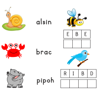 Ordenar Palabras Animales en Inglés para Imprimir