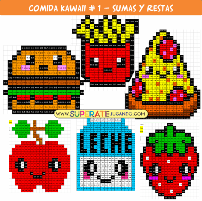 Pixel Comida Kawaii - Sumas y Restas