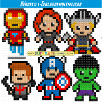 Pixel Heroes 1 - AVENGERS - Tablas de Multiplicar