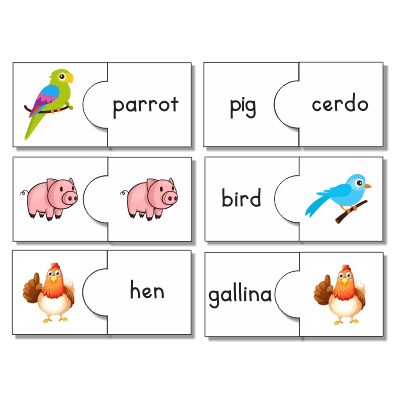 Rompecabezas Animales en Inglés para Imprimir