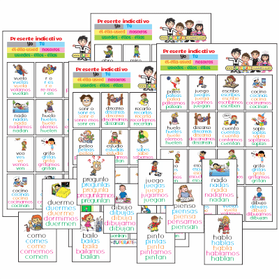 Indicative Present Verbs Bingo in Spanish to Print